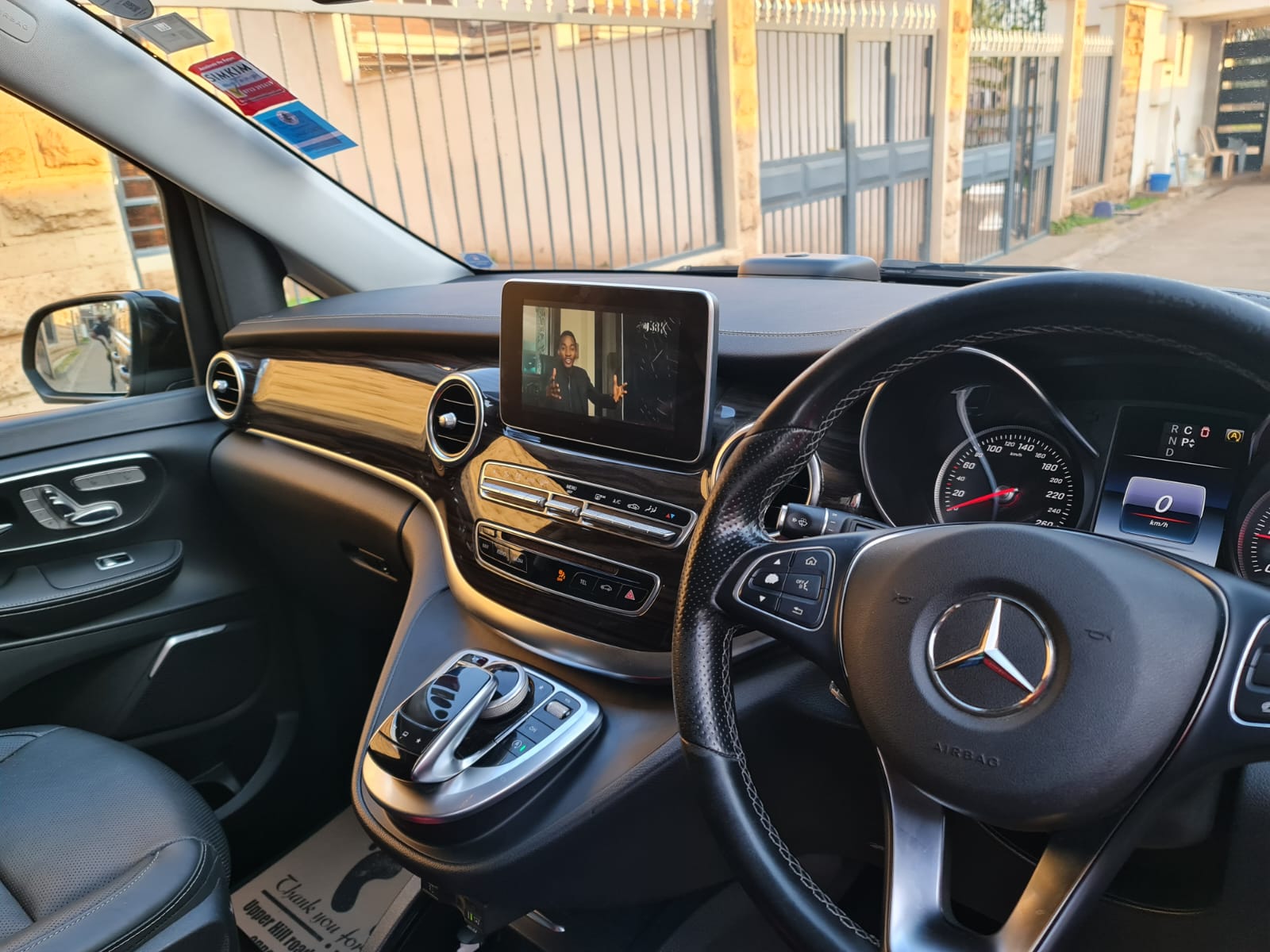 Interior cabin of a Mercedes-Benz V-Class prepared for an executive transfer